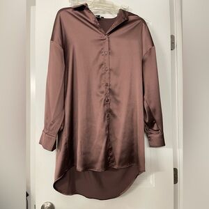 Forever 21 Satin Button-Up Shirt Dress size M